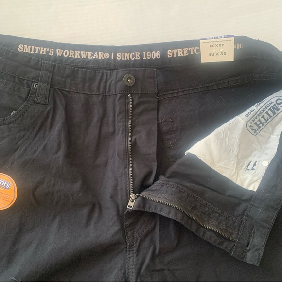 Smith’s Workwear Stretch Black Utility Canvas Pants Size 40x30 Packets - Picture 10 of 11